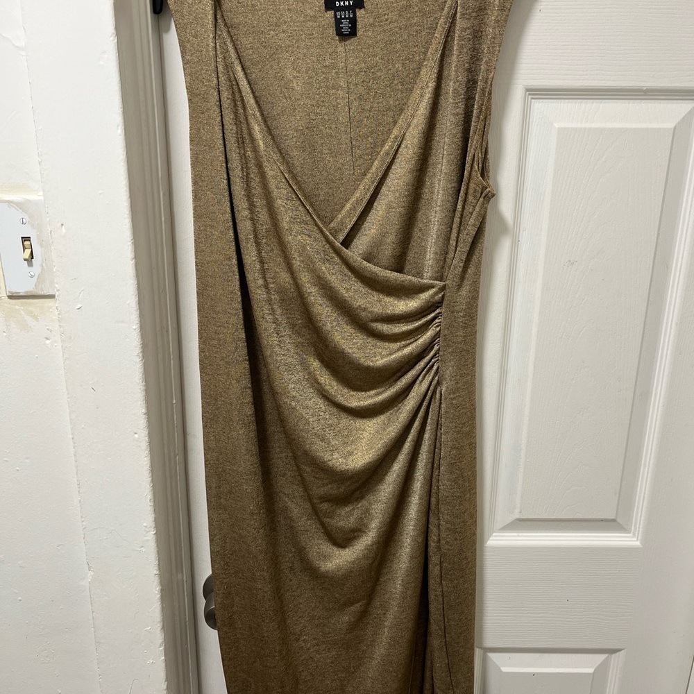 DKNY Asymmetrical Gold Dress